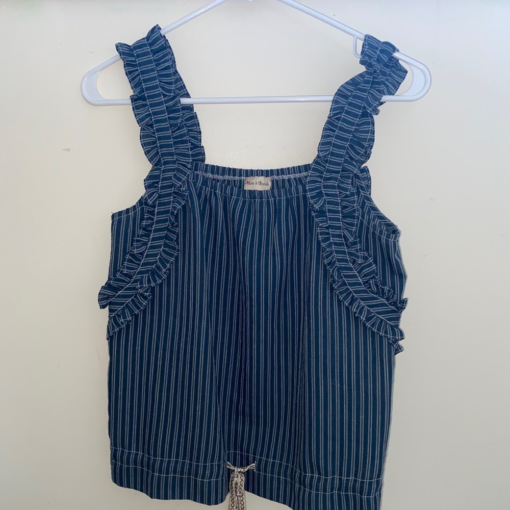 Blue and white striped universal thread tank top